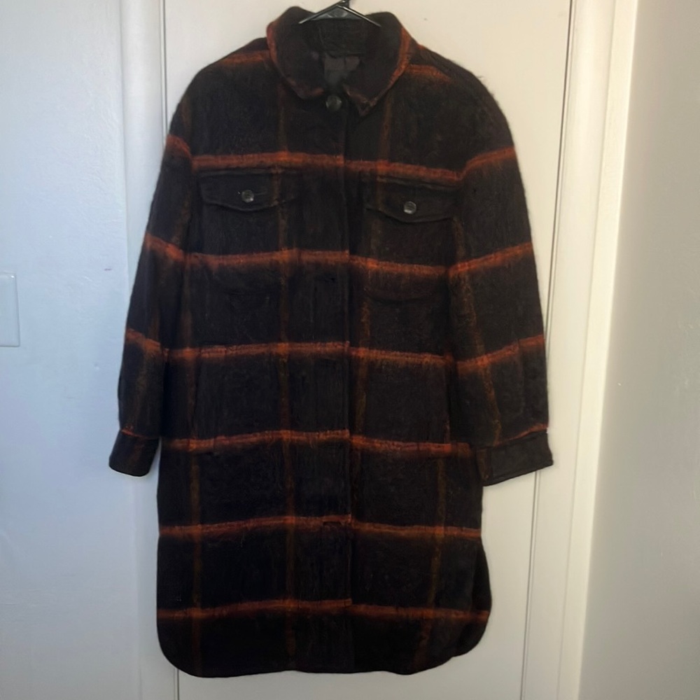 Madewell eggplant purple long wool coat